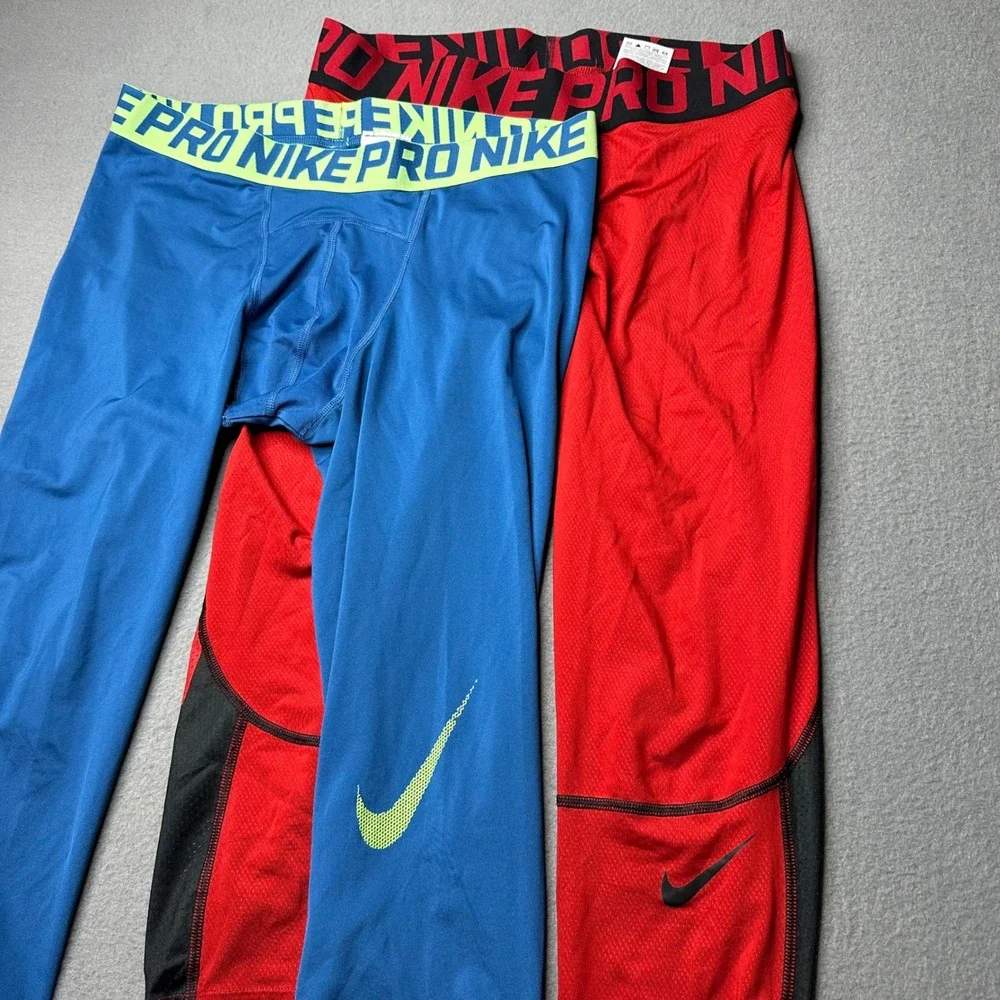 Nike Pro Dri-FIT Compression Leggings Mens XL Blue Red 828561-457 811619-687